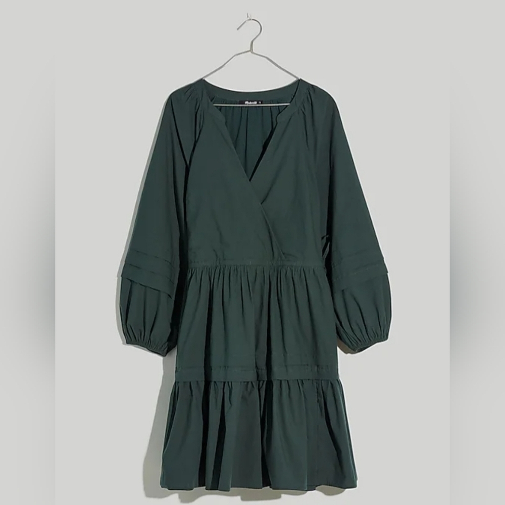 ❤️ MADEWELL CRINKLE POPLIN WRAP MINI DRESS, XXS - Picture 4 of 14